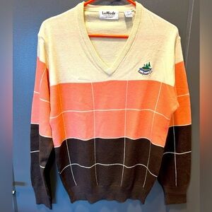 LA MODE GOLF PULLOVER UPSCALE SWEATER VINTAGE VIBRANT CLASSY PREPPYCOZY LIKE NEW